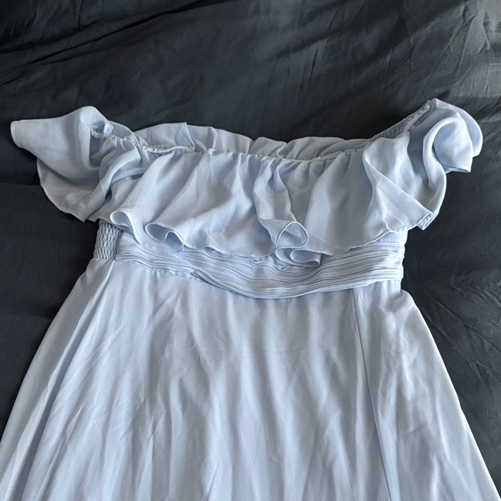 Ever Pretty Sky Blue Ruffled Bridesmaid Dress